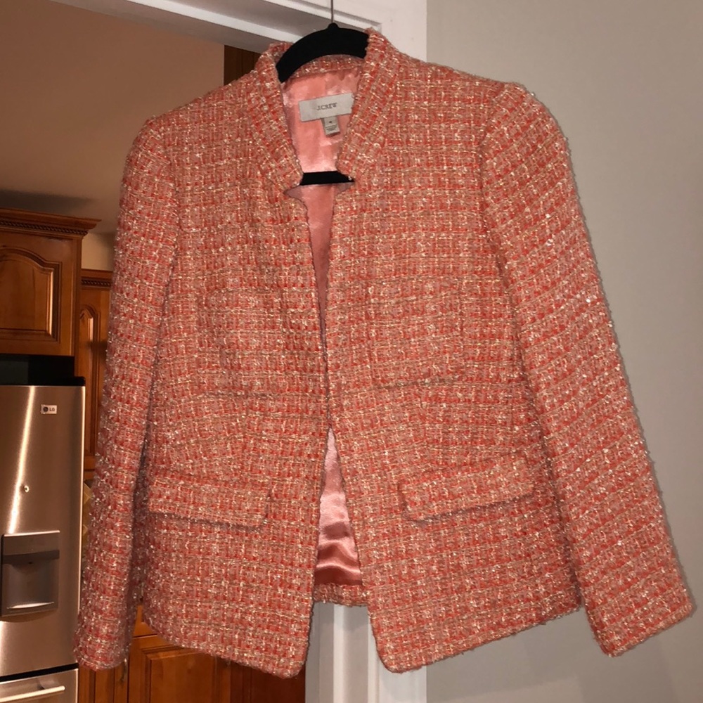 Gorgeous pink and metallic tweed J. Crew blazer